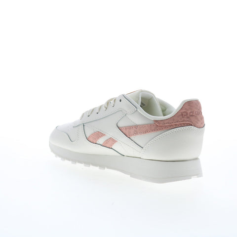 Reebok Classic Leather Womens Beige Leather Lifestyle Sneakers Shoes