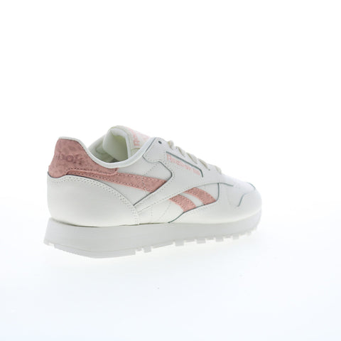 Reebok Classic Leather Womens Beige Leather Lifestyle Sneakers Shoes