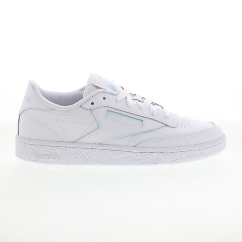 Reebok Club C 85 Womens White Leather Lace Up Lifestyle Sneakers Shoes