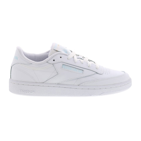 Reebok Club C 85 Womens White Leather Lace Up Lifestyle Sneakers Shoes