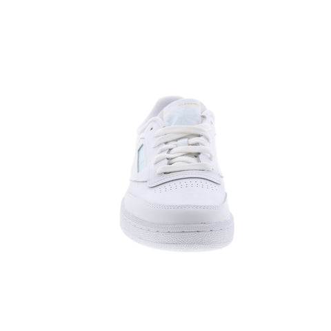 Reebok Club C 85 Womens White Leather Lace Up Lifestyle Sneakers Shoes