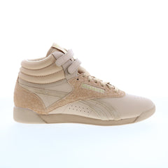 Reebok Freestyle Hi Womens Brown Leather Lace Up Lifestyle Sneakers Shoes