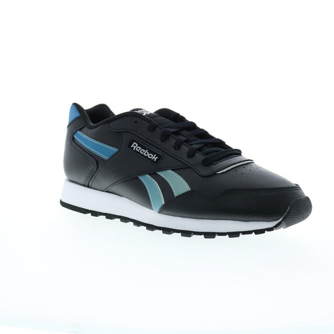 Reebok Glide Mens Black Leather Lace Up Lifestyle Sneakers Shoes