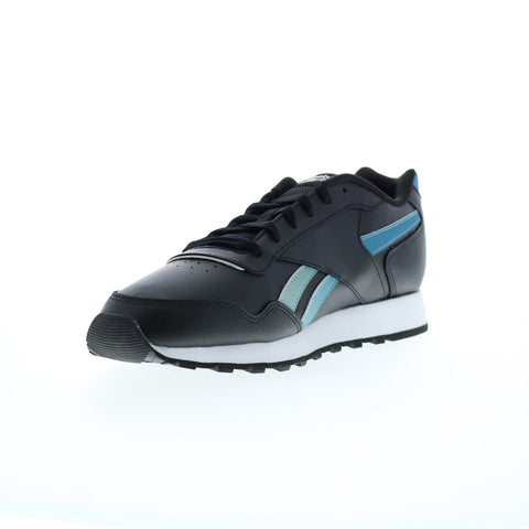 Reebok Glide Mens Black Leather Lace Up Lifestyle Sneakers Shoes