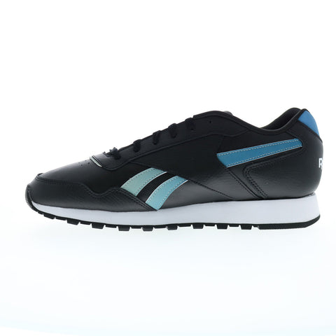 Reebok Glide Mens Black Leather Lace Up Lifestyle Sneakers Shoes