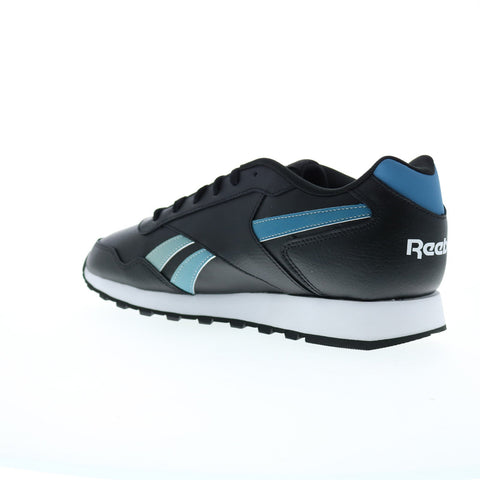 Reebok Glide Mens Black Leather Lace Up Lifestyle Sneakers Shoes
