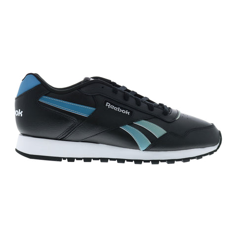 Reebok Glide Mens Black Leather Lace Up Lifestyle Sneakers Shoes