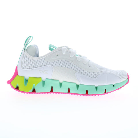 Reebok Zig Dynamica Womens White Mesh Lace Up Lifestyle Sneakers Shoes
