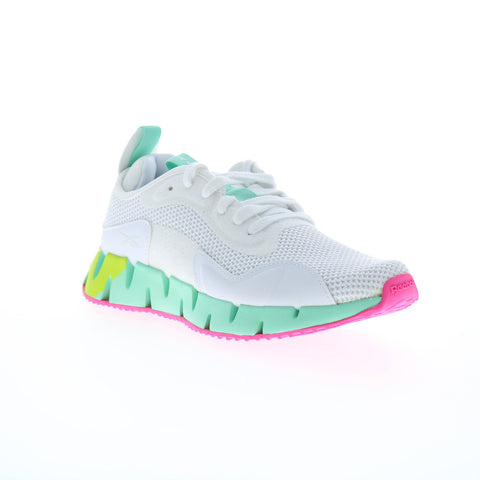 Reebok Zig Dynamica Womens White Mesh Lace Up Lifestyle Sneakers Shoes