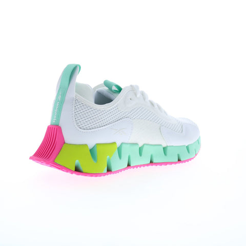 Reebok Zig Dynamica Womens White Mesh Lace Up Lifestyle Sneakers Shoes