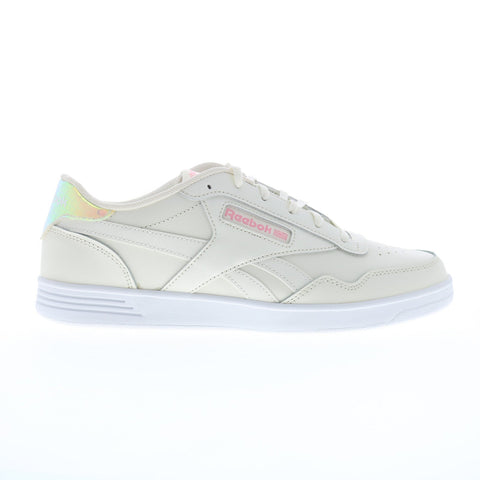Reebok Club Memt Womens Beige Leather Lace Up Lifestyle Sneakers Shoes