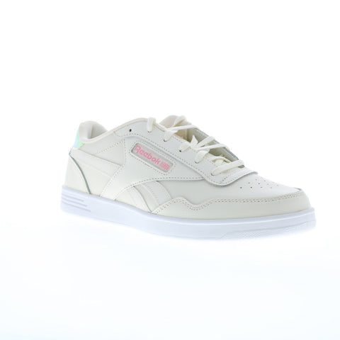 Reebok Club Memt Womens Beige Leather Lace Up Lifestyle Sneakers Shoes