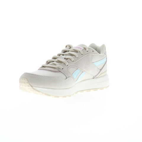 Reebok GL1000 Womens Beige Leather Lace Up Lifestyle Sneakers Shoes
