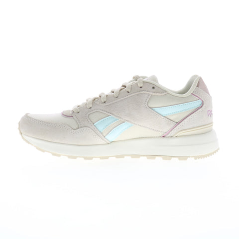 Reebok GL1000 Womens Beige Leather Lace Up Lifestyle Sneakers Shoes