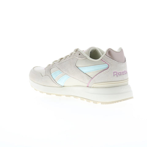 Reebok GL1000 Womens Beige Leather Lace Up Lifestyle Sneakers Shoes