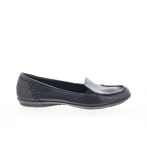 Hush Puppies Ceil Moccasin H27019000 Womens Black Leather Loafer Flats Shoes