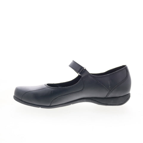 Hush Puppies H300089 Womens Black Leather Strap Mary Jane Flats Shoes