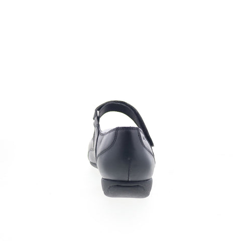Hush Puppies H300089 Womens Black Leather Strap Mary Jane Flats Shoes