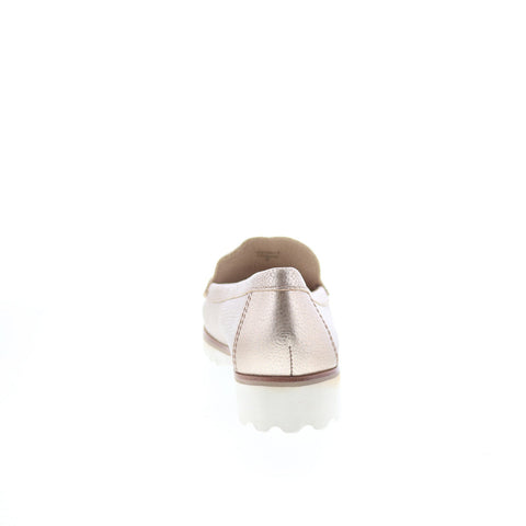 Hush Puppies Estrela H509342 Womens Gold Leather Loafer Flats Shoes