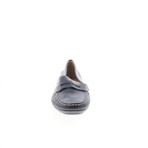 Hush Puppies Renita Penny H509346 Womens Black Leather Loafer Flats Shoes