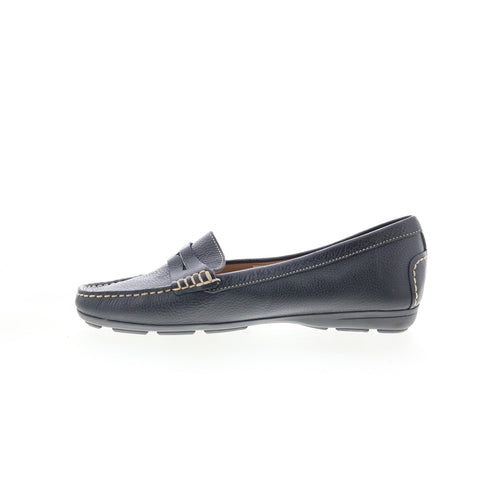 Hush Puppies Renita Penny H509346 Womens Black Leather Loafer Flats Shoes