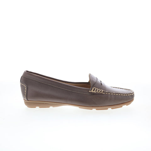 Hush Puppies Renita Penny H509347 Womens Brown Leather Loafer Flats Shoes