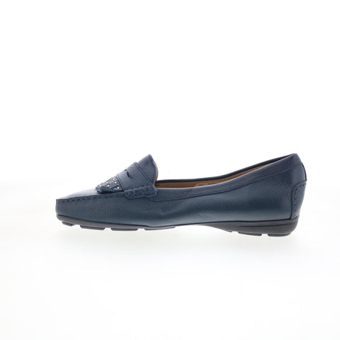 Hush Puppies Renita Kiltie H509670 Womens Blue Leather Loafer Flats Shoes