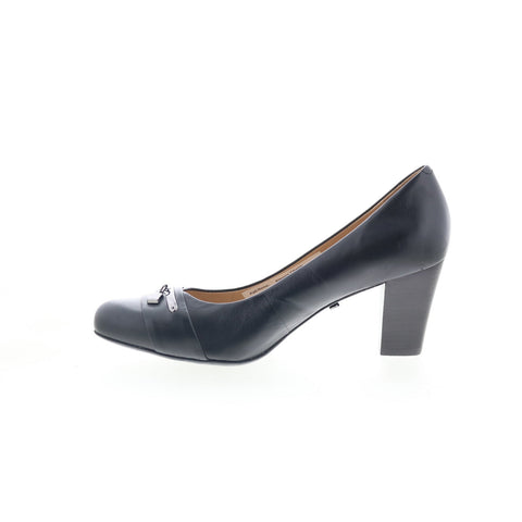 Hush Puppies Alegria Charm H509676 Womens Black Leather Pumps Heels Shoes
