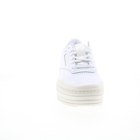 Reebok Club C Double Geo Womens White Leather Lifestyle Sneakers Shoes