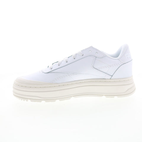 Reebok Club C Double Geo Womens White Leather Lifestyle Sneakers Shoes