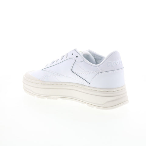 Reebok Club C Double Geo Womens White Leather Lifestyle Sneakers Shoes
