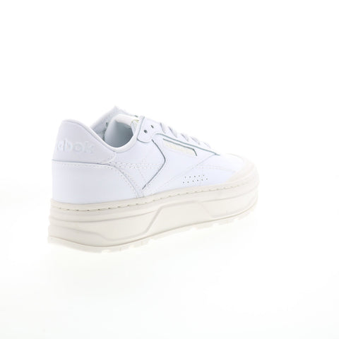 Reebok Club C Double Geo Womens White Leather Lifestyle Sneakers Shoes