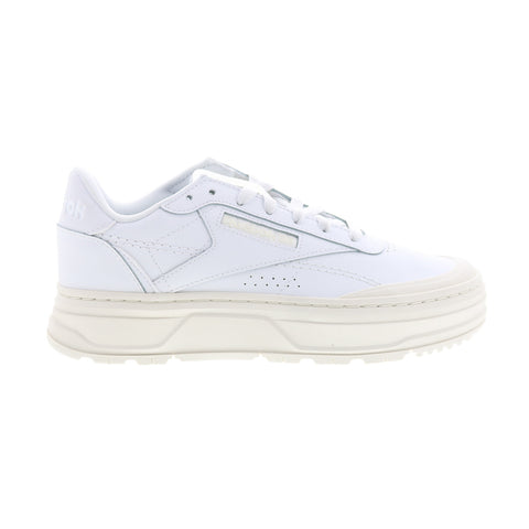 Reebok Club C Double Geo Womens White Leather Lifestyle Sneakers Shoes