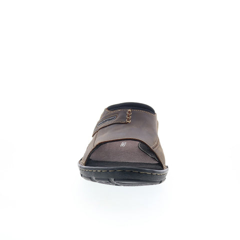 Rockport Darwyn Slide 2 H80304 Mens Brown Wide Leather Slides Sandals Shoes