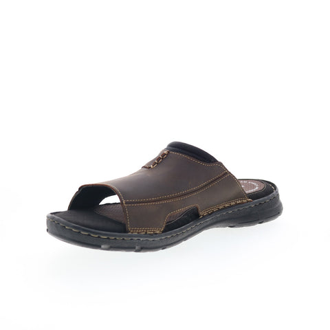 Rockport Darwyn Slide 2 H80304 Mens Brown Wide Leather Slides Sandals Shoes