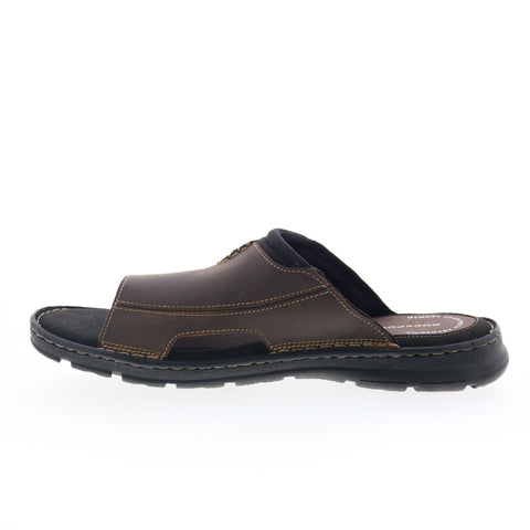 Rockport Darwyn Slide 2 H80304 Mens Brown Wide Leather Slides Sandals Shoes