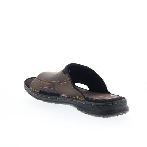 Rockport Darwyn Slide 2 H80304 Mens Brown Wide Leather Slides Sandals Shoes