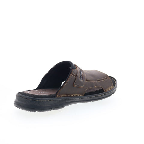 Rockport Darwyn Slide 2 H80304 Mens Brown Wide Leather Slides Sandals Shoes
