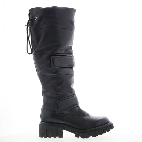 A.S. 98 Halpert Womens Black Leather Zipper Knee High Boots