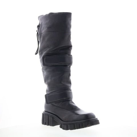 A.S. 98 Halpert Womens Black Leather Zipper Knee High Boots
