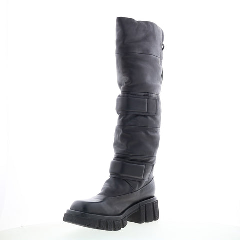 A.S. 98 Halpert Womens Black Leather Zipper Knee High Boots
