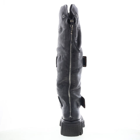 A.S. 98 Halpert Womens Black Leather Zipper Knee High Boots