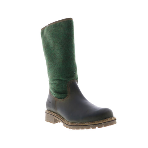 Bos. & Co. Hanah Womens Green Leather Zipper Casual Dress Boots