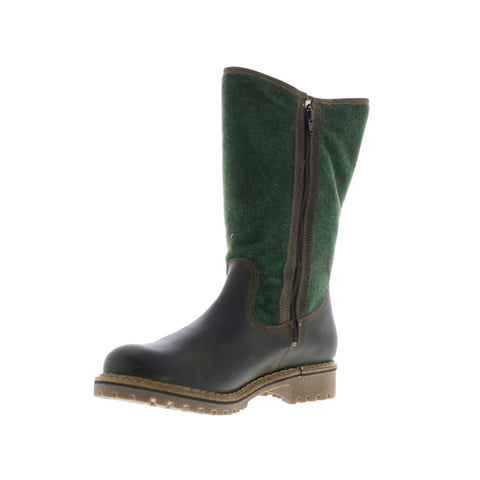 Bos. & Co. Hanah Womens Green Leather Zipper Casual Dress Boots