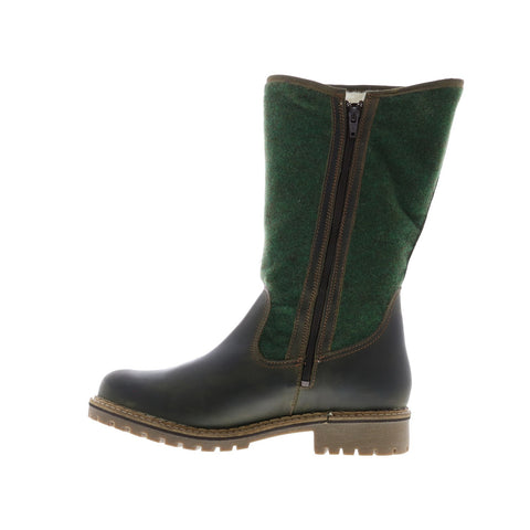 Bos. & Co. Hanah Womens Green Leather Zipper Casual Dress Boots