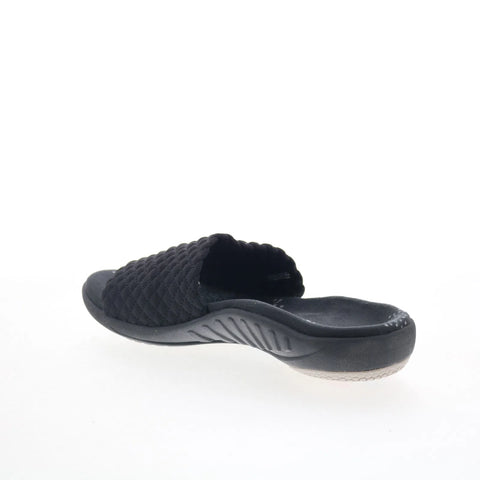 Spenco Hanna SP1148BLK Womens Black Wide Canvas Slides Sandals Shoes