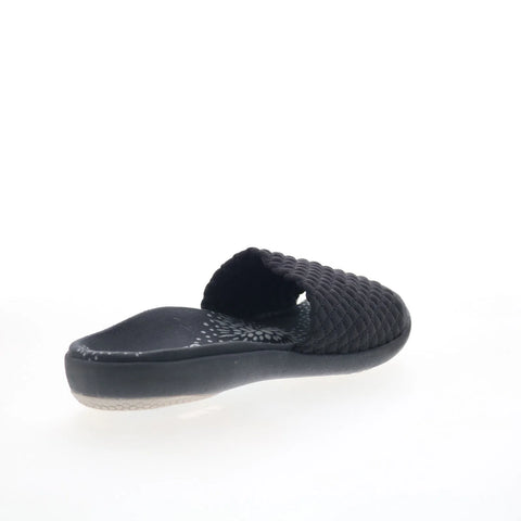 Spenco Hanna SP1148BLK Womens Black Wide Canvas Slides Sandals Shoes