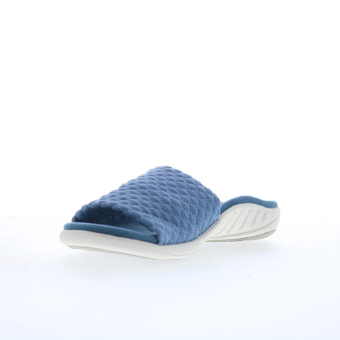 Spenco Hanna SP1148BLS Womens Blue Canvas Slip On Slides Sandals Shoes