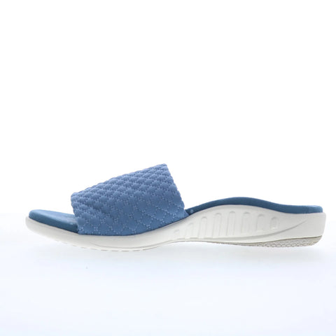 Spenco Hanna SP1148BLS Womens Blue Canvas Slip On Slides Sandals Shoes