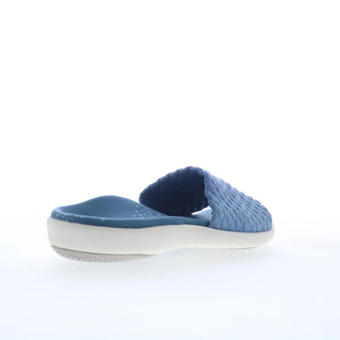Spenco Hanna SP1148BLS Womens Blue Canvas Slip On Slides Sandals Shoes